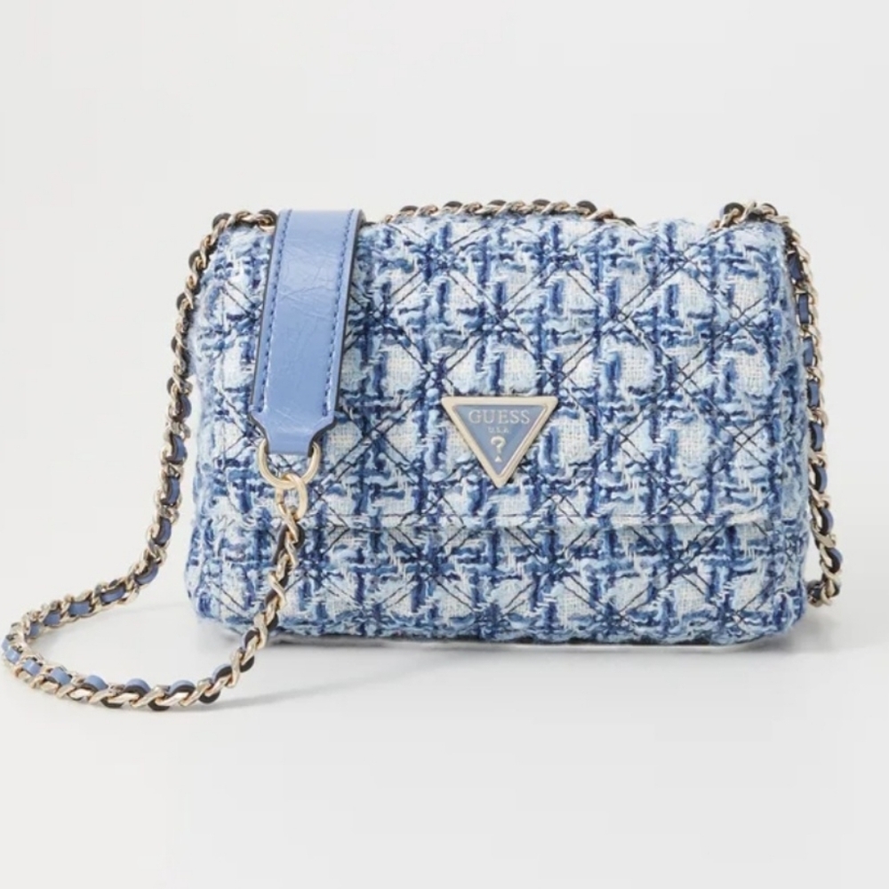 GUESS Blue Tweed Crossbody Bag
